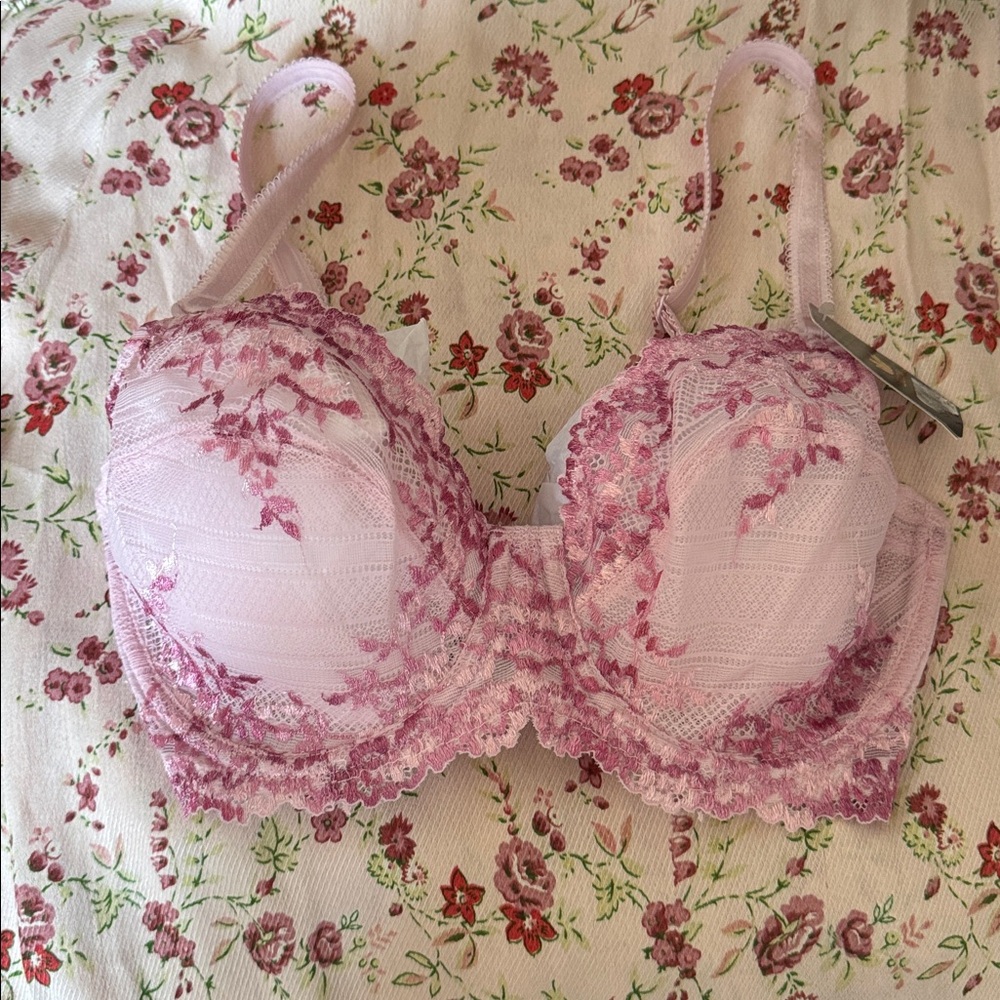 WACOAL PINK LACEY EMBROIDERED BRA 💖SIZE 32DD 💋NEW WITH TAGS 🎁